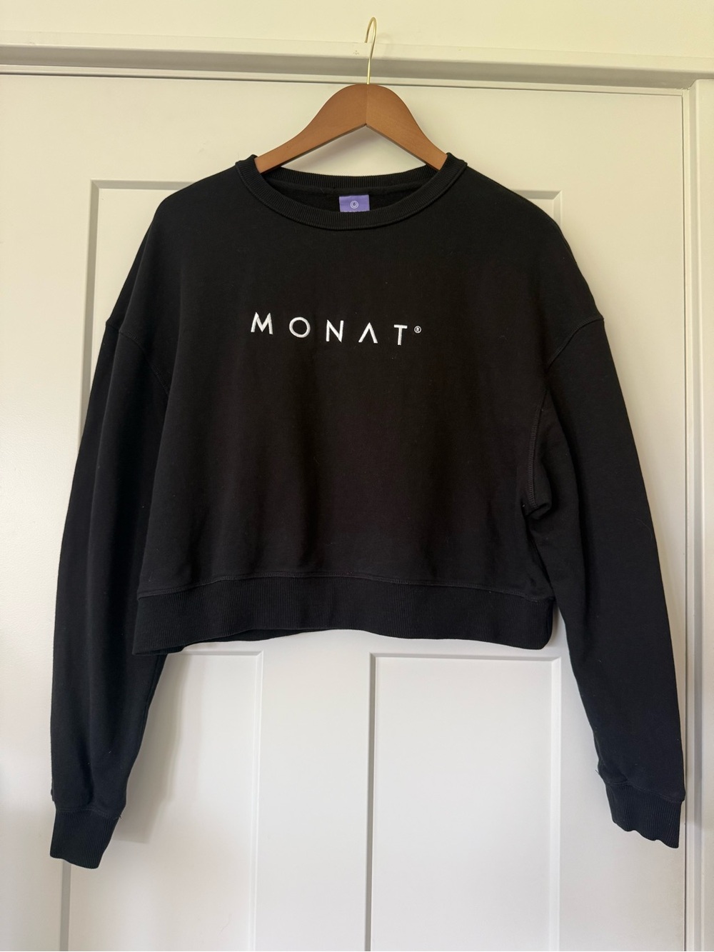 MONAT Black Cropped Crew Sweatshirt